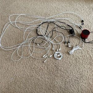 Apple Red and White Cables for Cell Phones